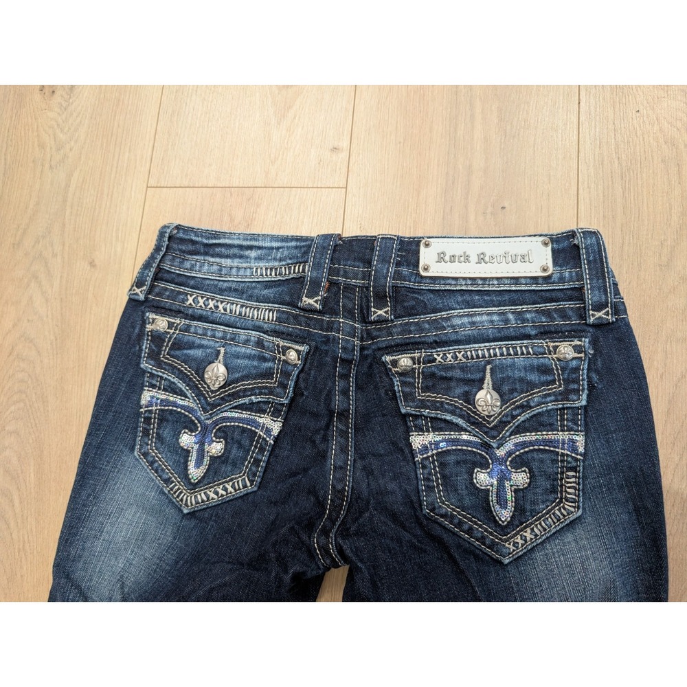 Rock Revival Celine Easy Boot Dark Wash Jeans Size 25 33" Beautiful - Picture 11 of 13